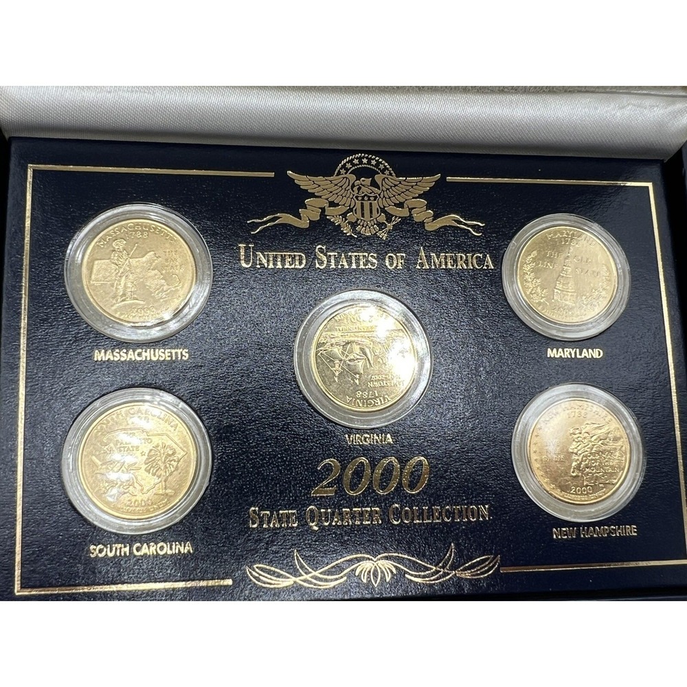 24Kt Cameo Gold Plated 2000 State‎ Quarter Collection US Commemorative Gallery